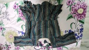 Green Ikat Print Blouse