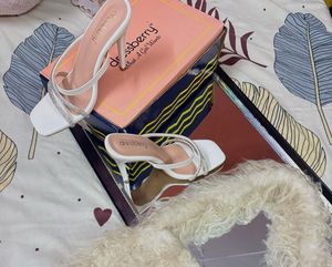 Sparkling White Heeled Sandals