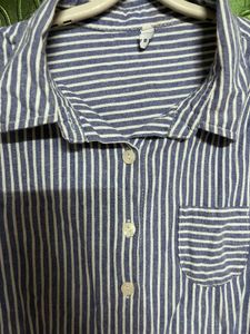 Striped Oversized Button-Up Shirt