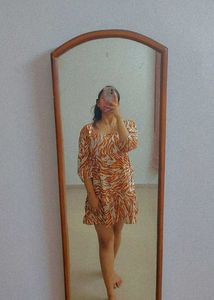 Chic Zebra Print Ruffle Mini Dress