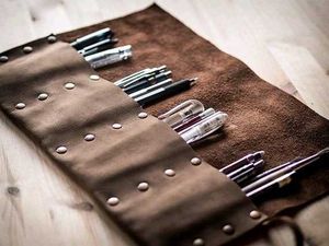 Brown Leather Pen/Pencil Roll