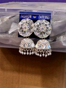 Stunning Jhumka Earrings with Crystal Embellishmen