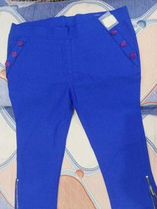 Royal Blue Button Detail pants ( capri)
