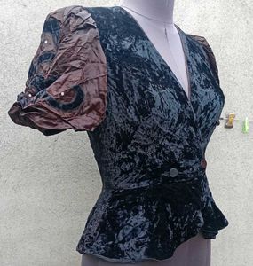 Crushed Velvet Peplum Top