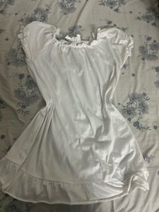 White Ruffled Mini Dress (Nighty)