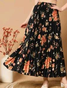 Floral Print Pleated  Skirt