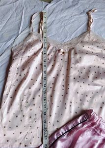 Satin Heart Print Nightwear Set