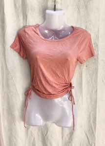 Cute Peach Ruched Side Top