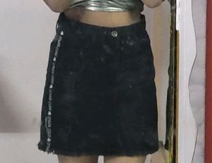 Black Denim Skirt