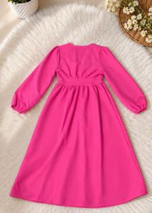 New V-Neck Button-Up Midi Dress