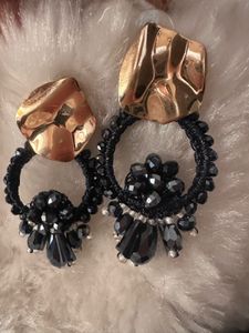 Black faceted crystal Drop Earrings