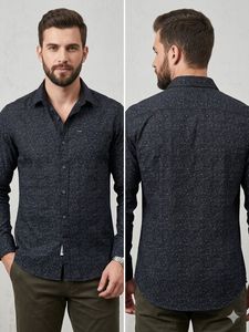 Men's Textured Dark Blue Shirt