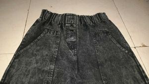 Washed Black Wide Leg Jeans