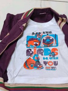 Kids Cartoon Print Jacket and Pants Set