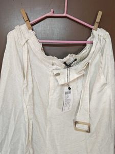 Free delivery - Cream Linen Wide Leg Pants