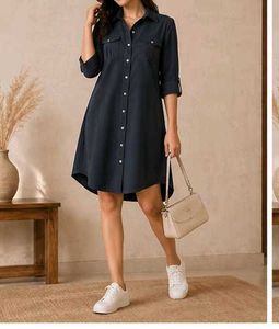 Classic Navy Blue Shirt Dress
