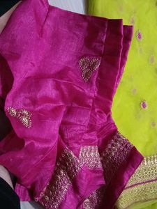 Vibrant Saree with Embellished Blouse