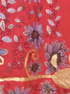 Red Floral Dress Material