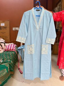 Sky Blue Embroidered Kurta Set