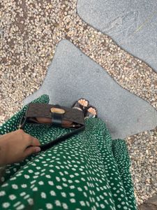 Green Floral Maxi Dress Size M. only 1 time used