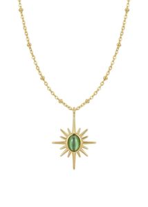 Anti tarnish Necklace with Green Stone