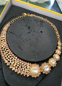 Gold AD Choker Necklace Bridal Statement Piece