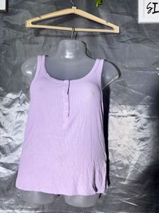 Lavender Button-Up Tank Top