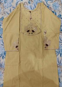 Yellow Kurta Set with Printed Dupatta