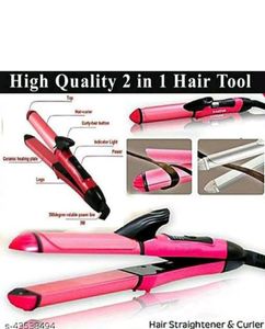 Nova Hair Straightener 2 In 1 Pink Colour