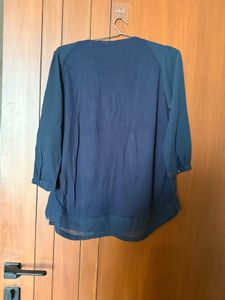 Madame Navy Blue top with Lace Detail
