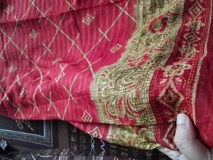 Beautiful Red Saree with Golden Border♥️✨🔥
