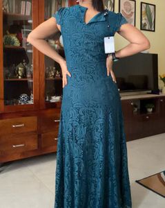 Elegant Blue Lace Dress
