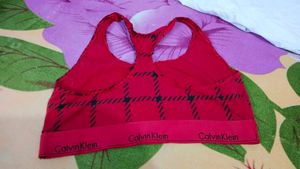 Calvin Klein Red Plaid Sports Bra