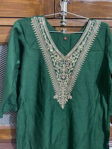 Green kurta set without dupptta