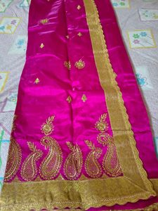 Elegant Pink Silk Saree