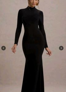 Elegant Black Long Sleeve Maxi Dress