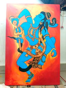 Vibrant Blue Lord Shiva Dancing Painting