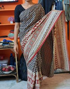 kalamkari ajrakh print cotton saree