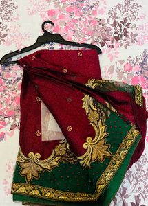 Saree Beautiful Maroon Green