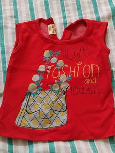 Cute Red Top with Fashion & Flowers Print