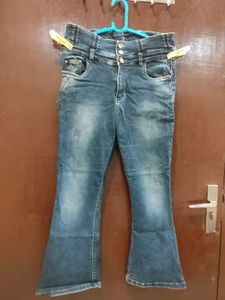 Flared High-Waisted Blue Jeans