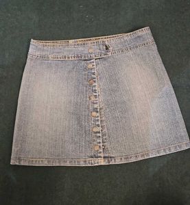 Classic Denim Button-Up Mini Skirt