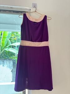 Purple Sleeveless Dress with Lace Trim