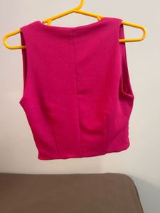 Chic Knotted V-Neck Pink Top