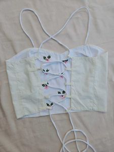 Cute Floral Embroidered Crop Top/blouse