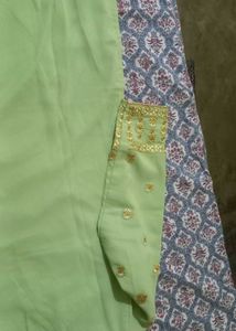 Light Green Kurta Set with Gold Embroidery