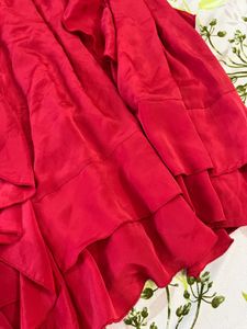 Vibrant Red Ruffled Mini Dress