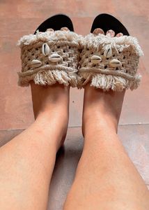 Imported Boho-Chic Shell Slip-Ons