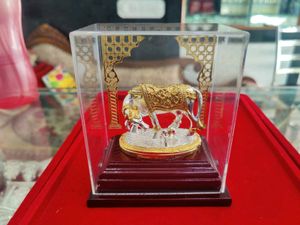 Silver Plated Wth Gold Foil Cow