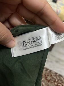 100% Silk Zara olive Button-Down Shirt